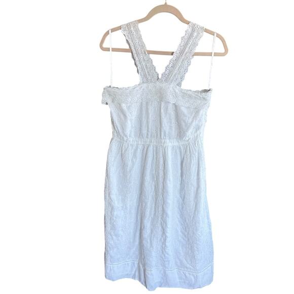 Abercrombie & Fitch white cotton eyelet midi dress size 10 - Picture 1 of 8